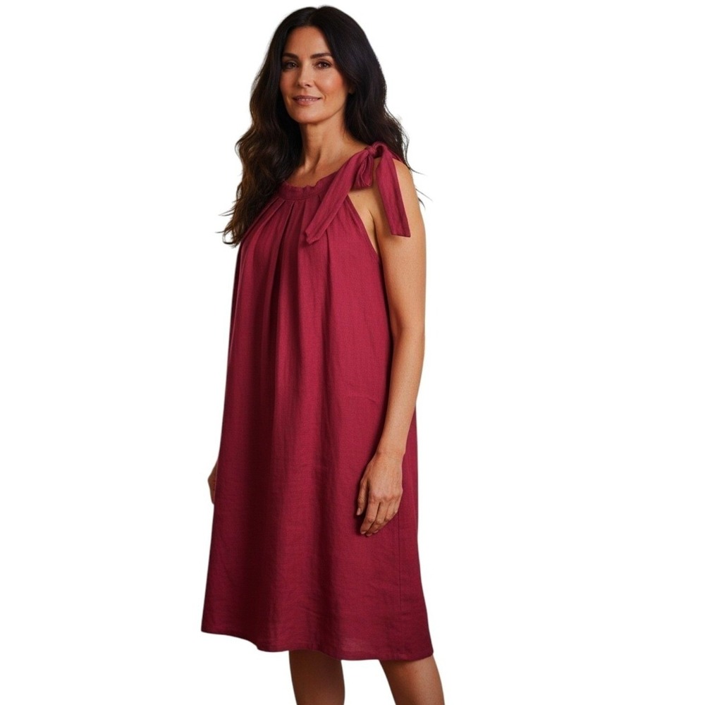 Bellambra Made in Italy 100% Linen Dress Lagenlook Vamp Resortwear Artsy Large